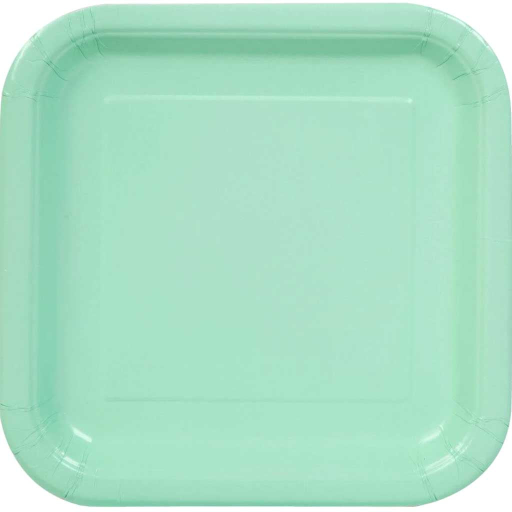 Square Dessert Plates 7in 16ct, Mint Solid 