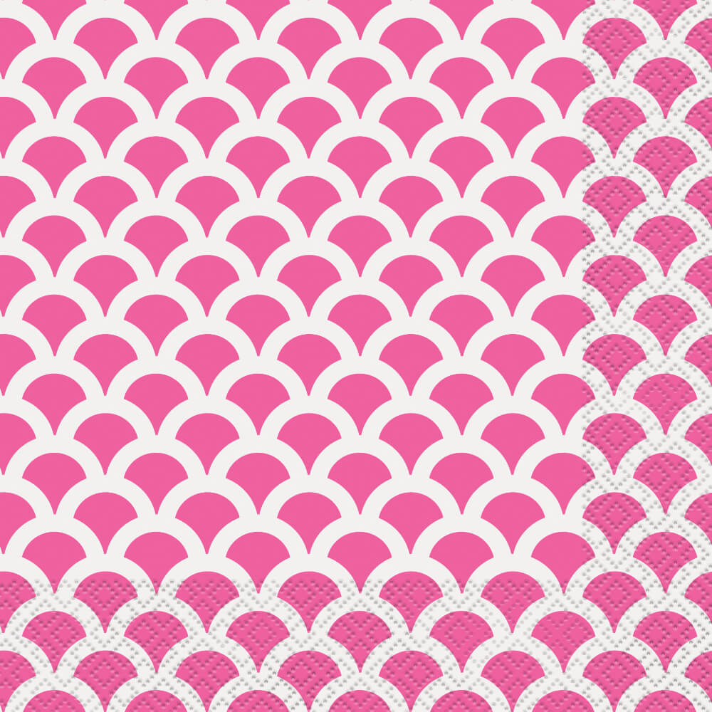 Hot Pink Scallop Lunch Napkins, 16ct 