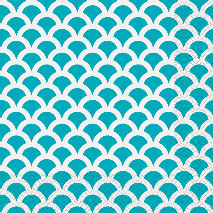 Caribbean Teal Scallop Lunch Napkins, 16ct 