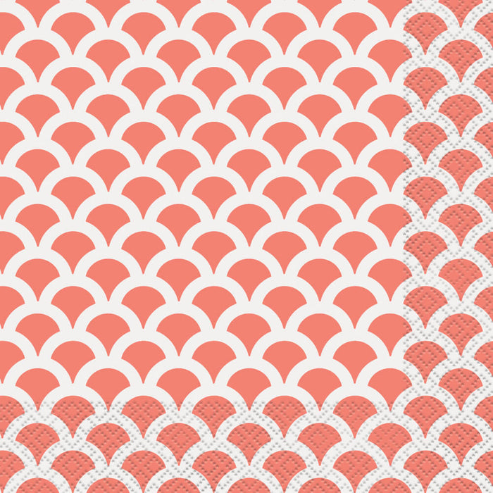 Coral Scallop Lunch Napkins, 16ct 