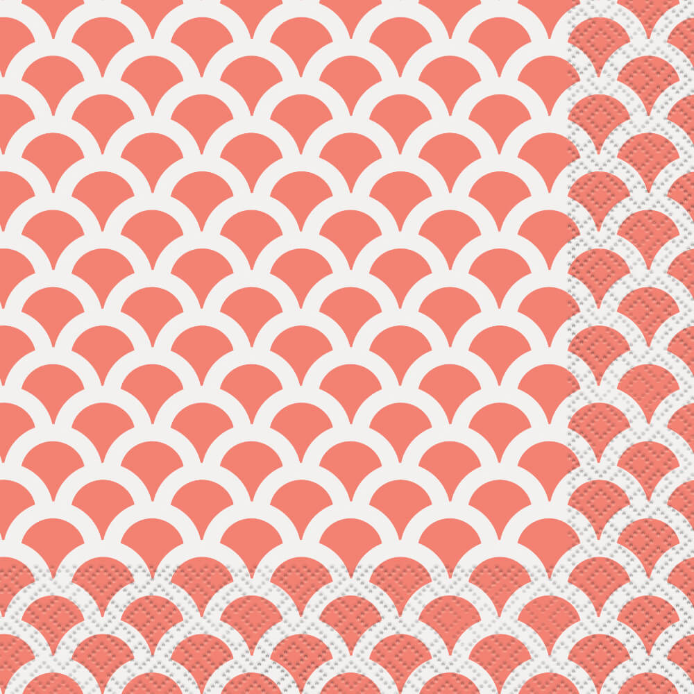 Coral Scallop Lunch Napkins, 16ct 