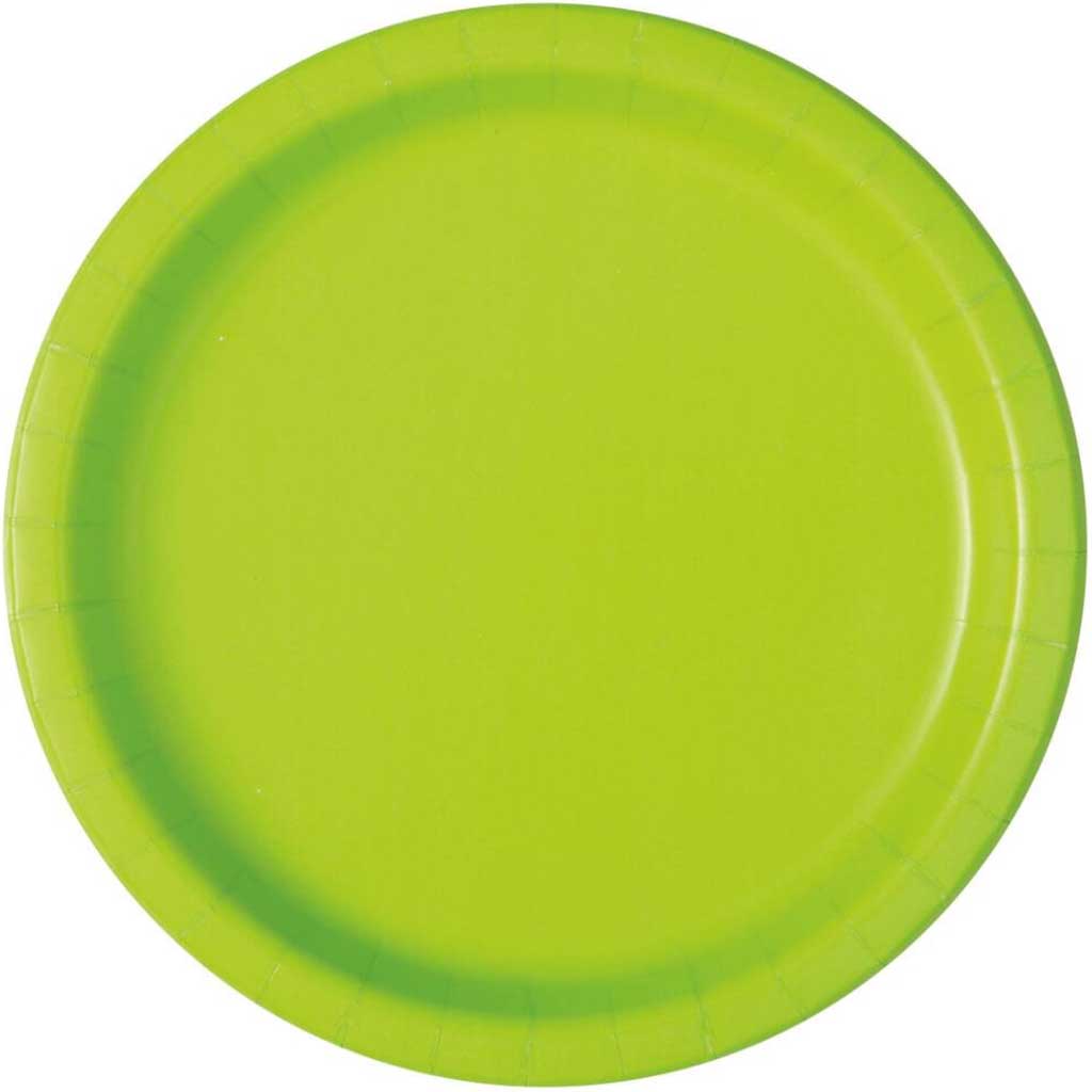 Neon Green Solid Round Dessert Plates 7in 20ct 