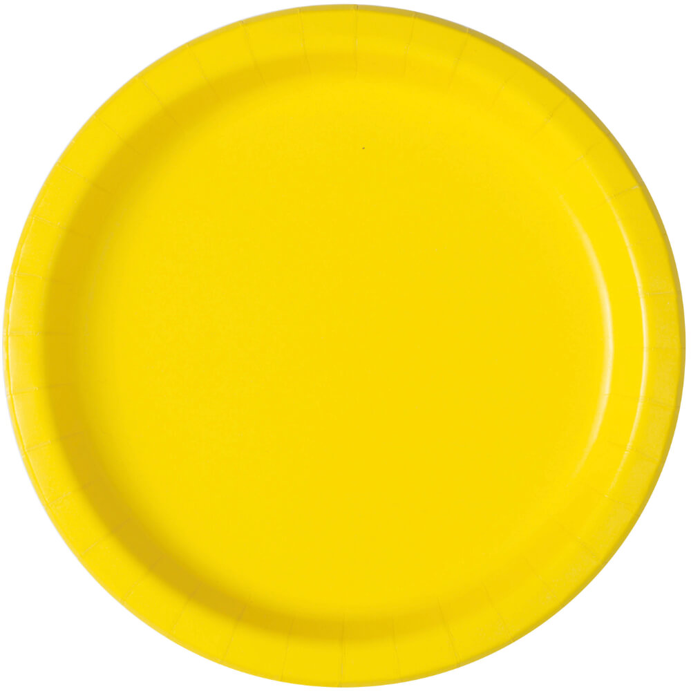 Round Dinner Plates 9in 16ct, Neon Yellow Solid 