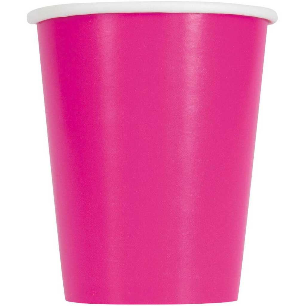 Neon Pink Solid 9oz Paper Cups, 14ct 