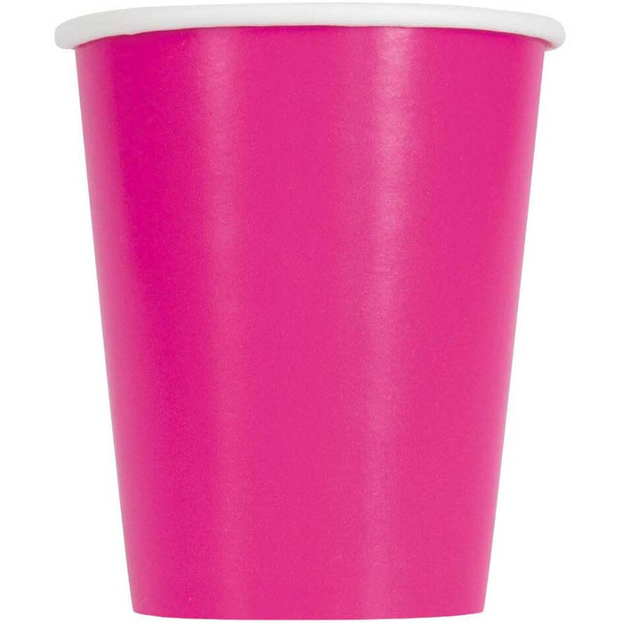 Neon Pink Solid 9oz Paper Cups, 14ct 