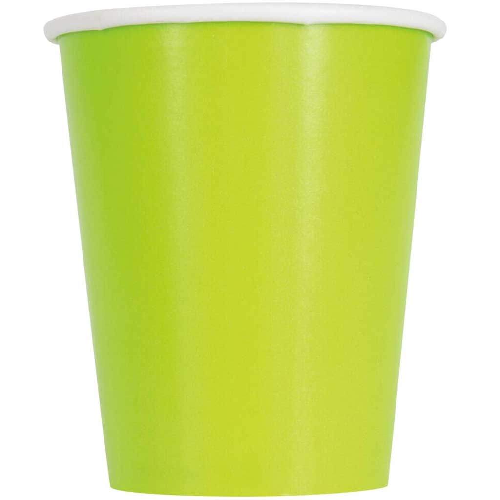 Neon Green Solid 9oz Paper Cups, 14ct 