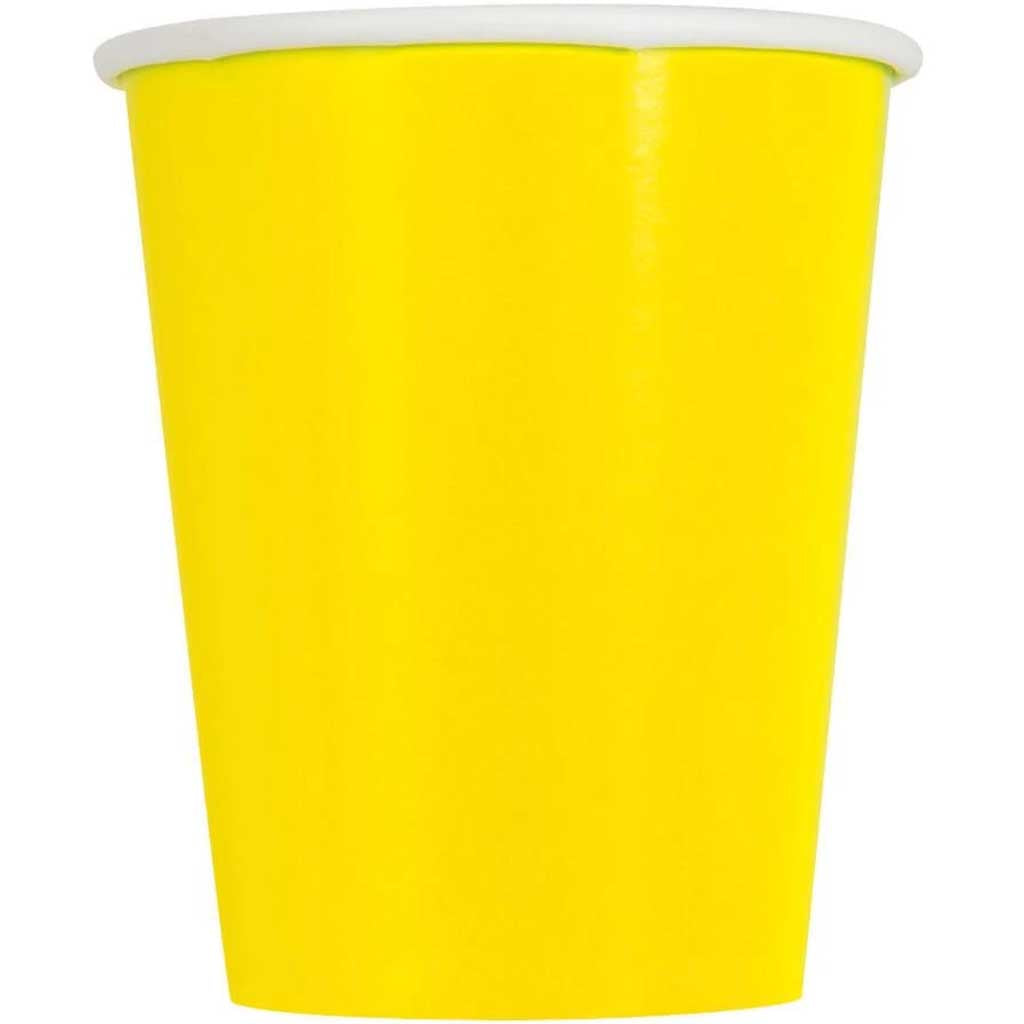 Neon Yellow Solid 9oz Paper Cups, 14ct 