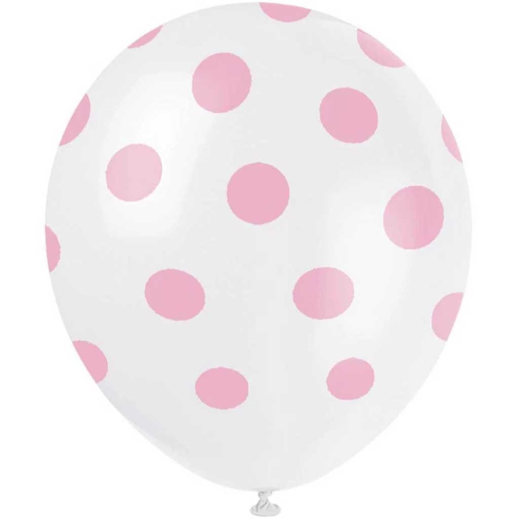 Latex Balloons 12in 6ct, Lovely Pink Dots 