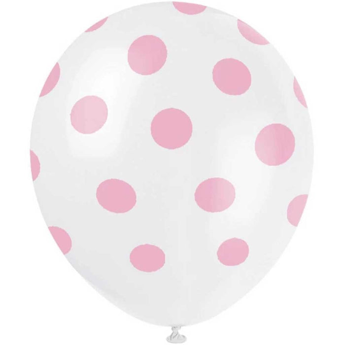 Latex Balloons 12in 6ct, Lovely Pink Dots 