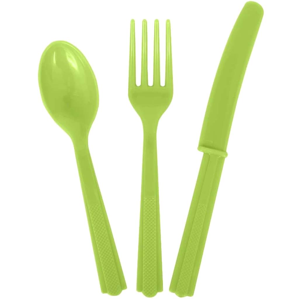 Neon Green Solid Assorted Plastic Cutlery 18ct, 