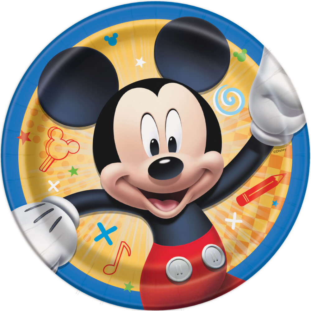 Round Dessert Plates 7in 8ct, Mickey Roadster 