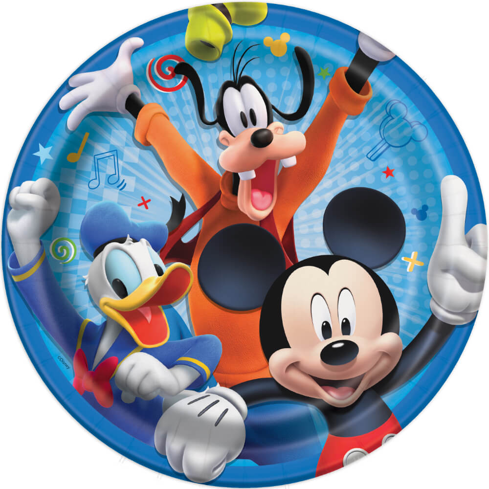 Round Dinner Plates 9in 8ct, Mickey Roadster 