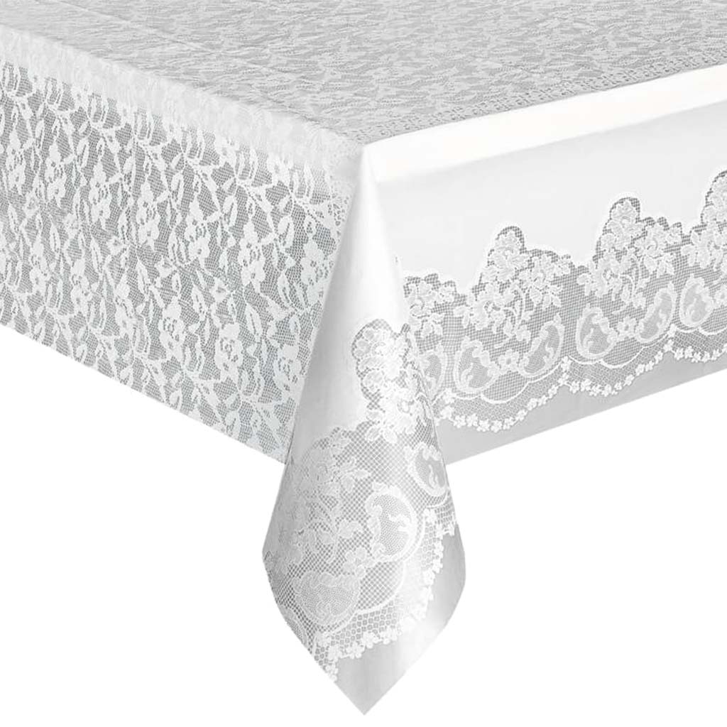 Rectangular Tablecover 54in x 108in, White Lace 