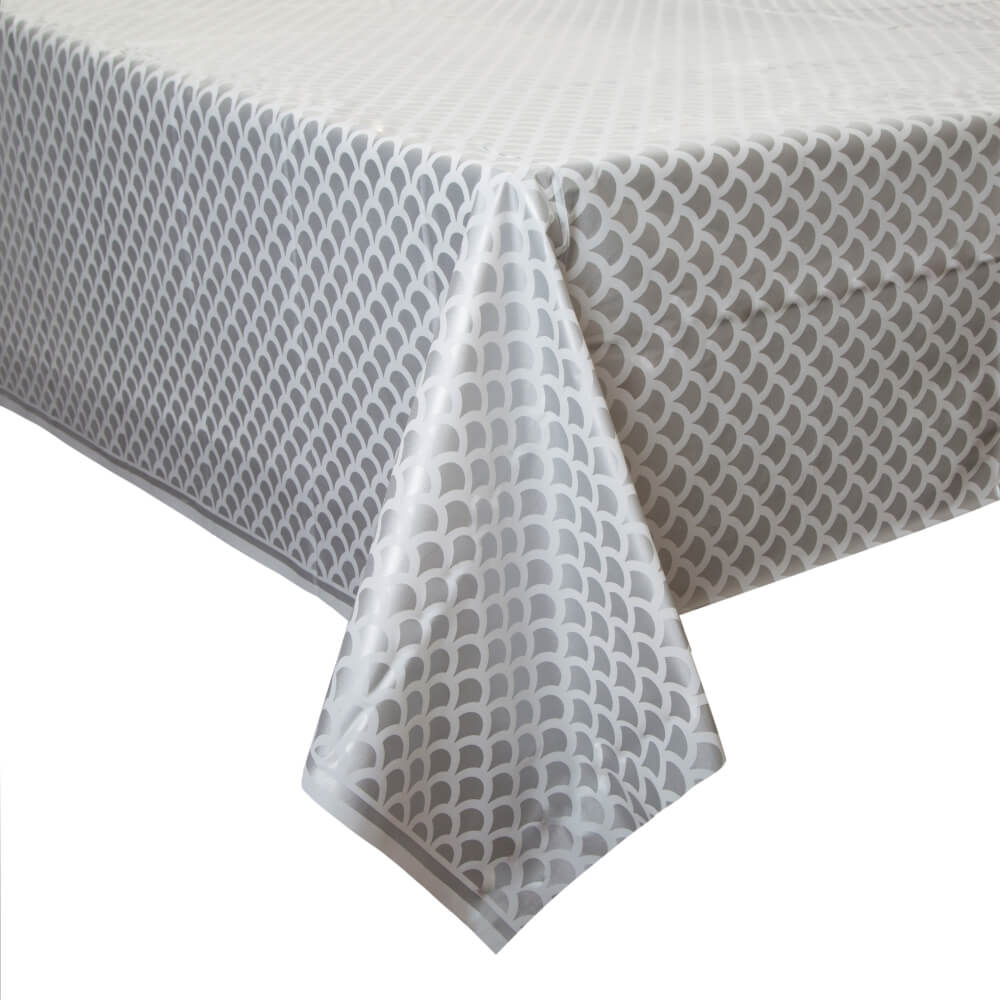 Rectangular Tablecover 54in x 108in, Silver Scallop 