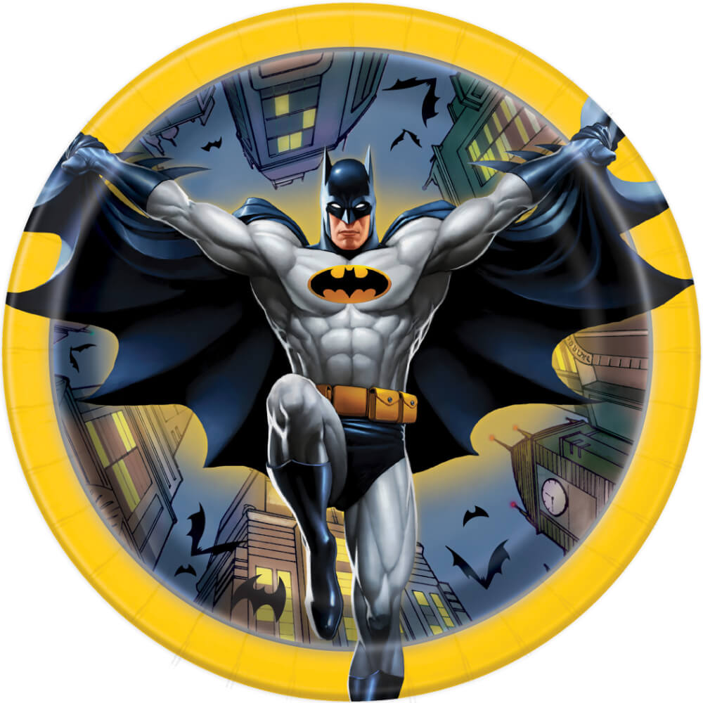 Round Dessert Plates 7in 8ct, Batman 