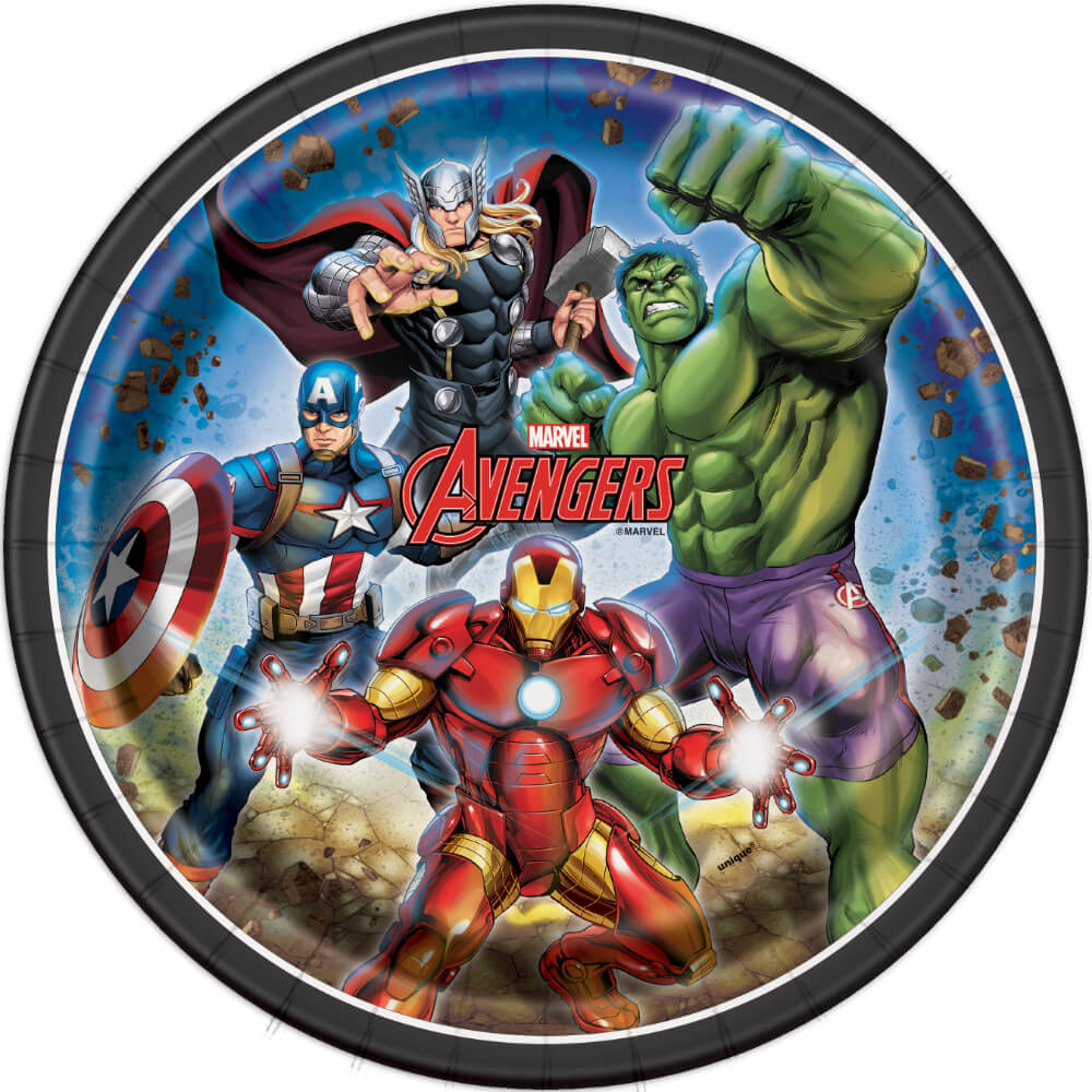 Round Dinner Plates 9in 8ct, Avengers 