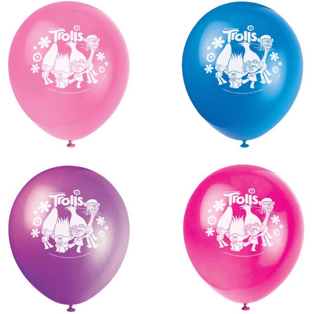 Latex Balloons 12in 8ct, Trolls 