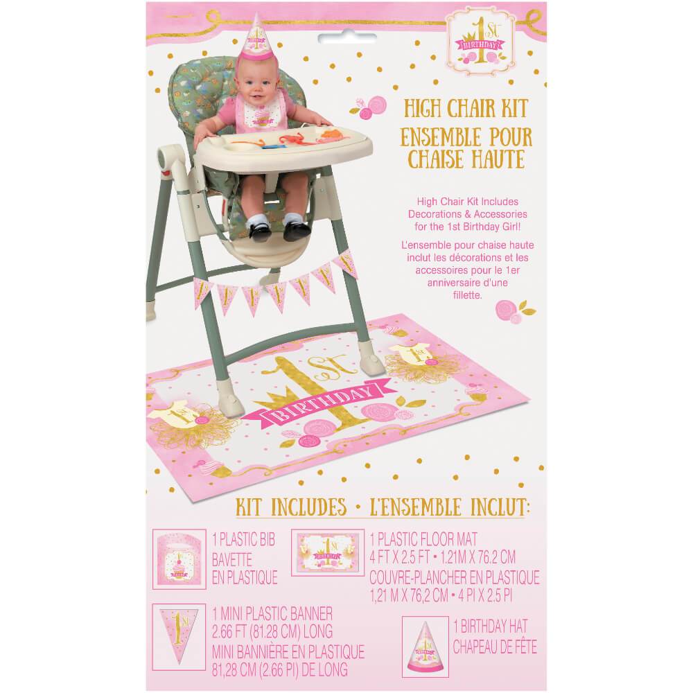 High Chair Decorating Kit, Pink &amp; Gold First Birthday 