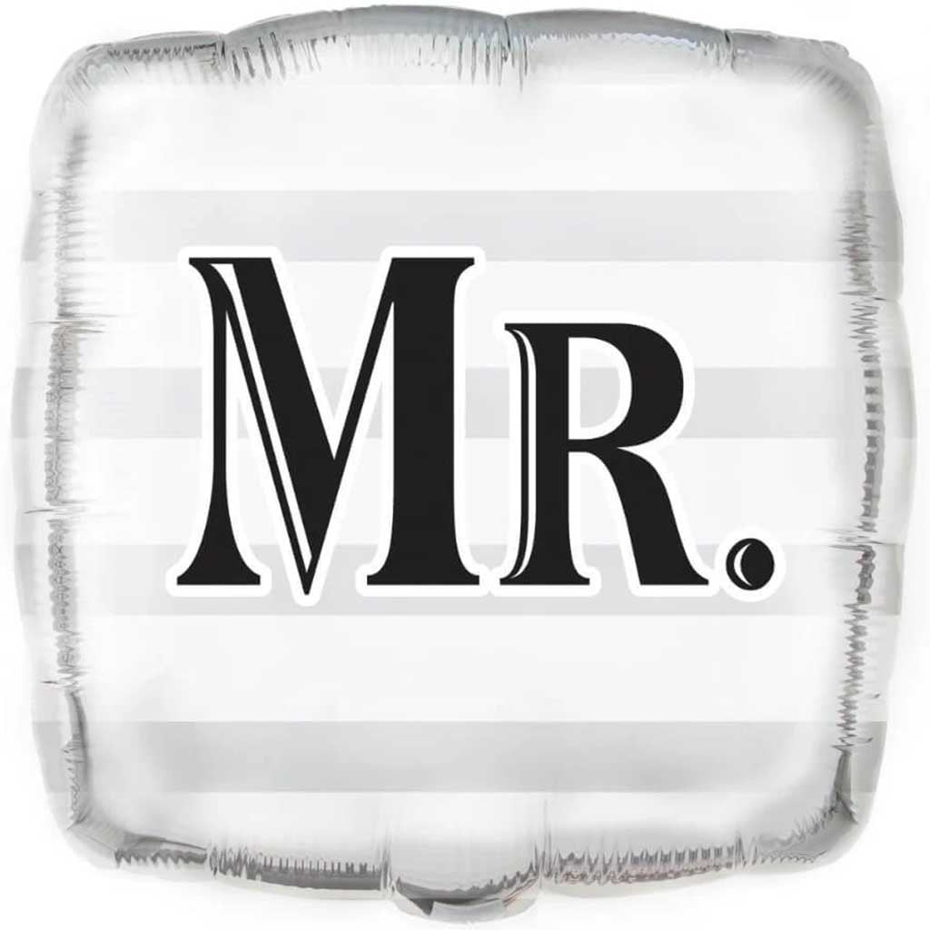 Silver in Mr.in Wedding Square Foil Balloon, 18in 