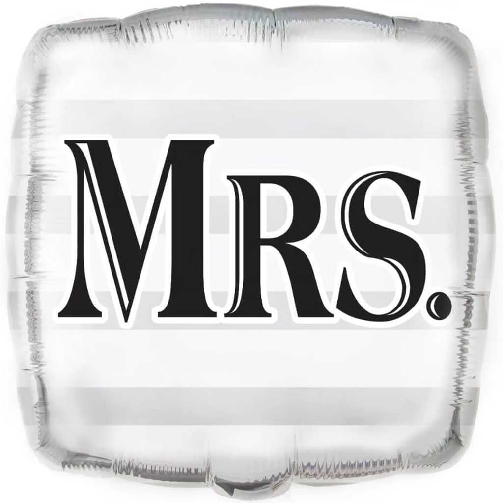 Silver in Mrs. in Wedding Square Foil Balloon, 18in 