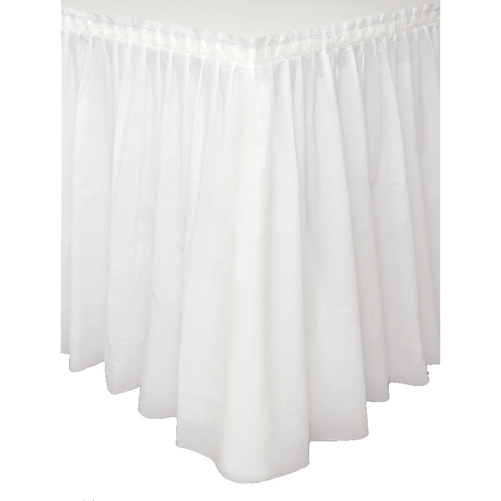 Plastic Table Skirt 29inx14ft, White Solid 