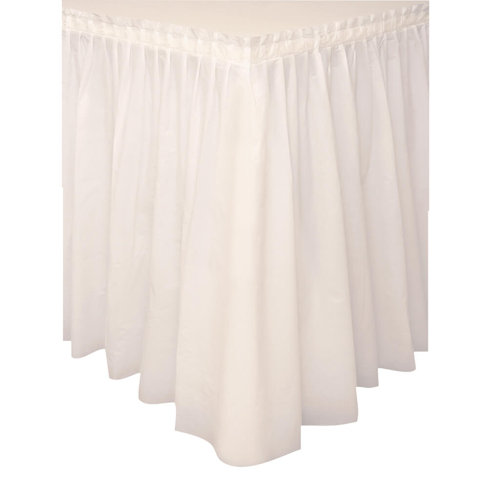 Plastic Table Skirt 29inx14ft, Ivory Solid 