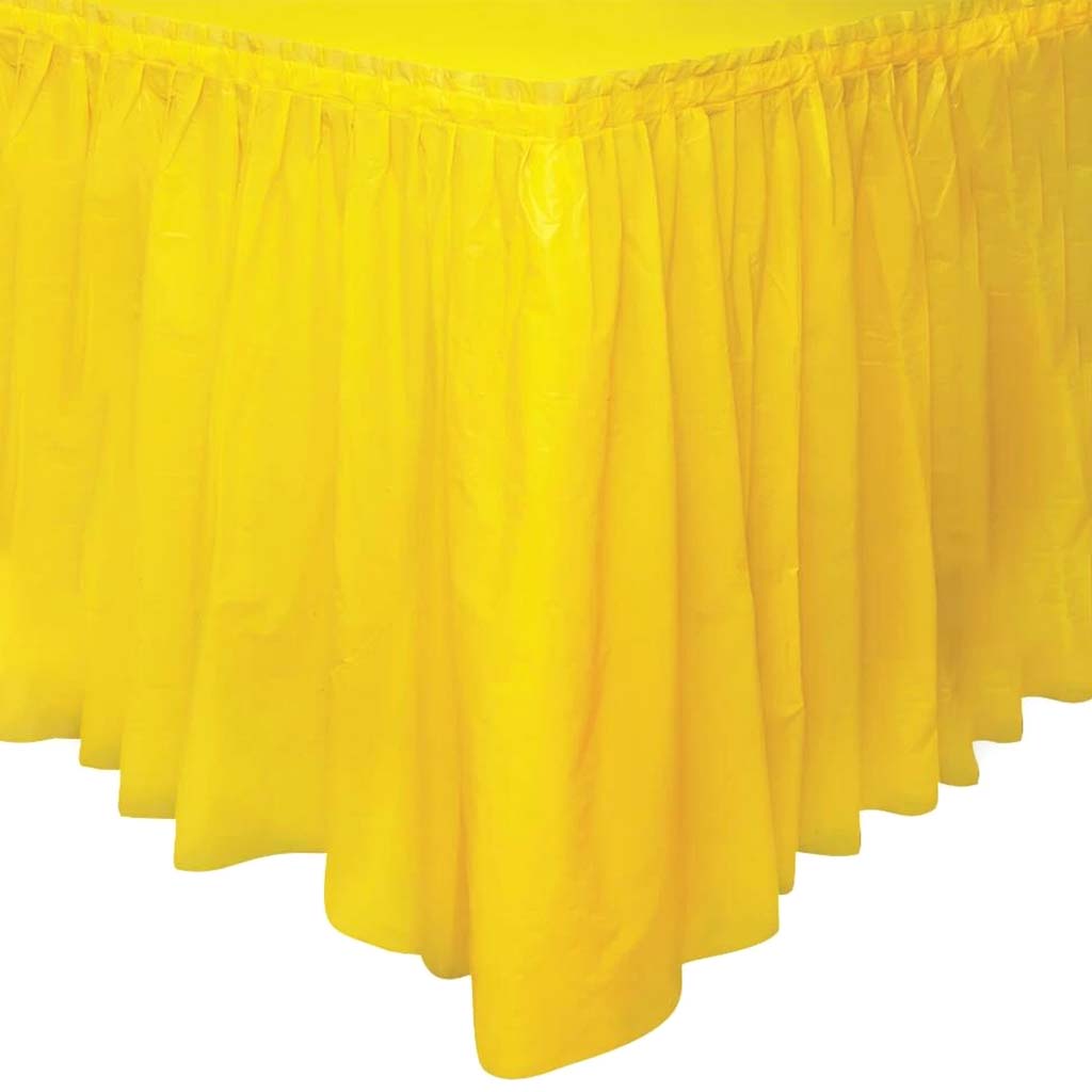 Solid Plastic Table Skirt 29inx14ft, Sunflower Yellow 