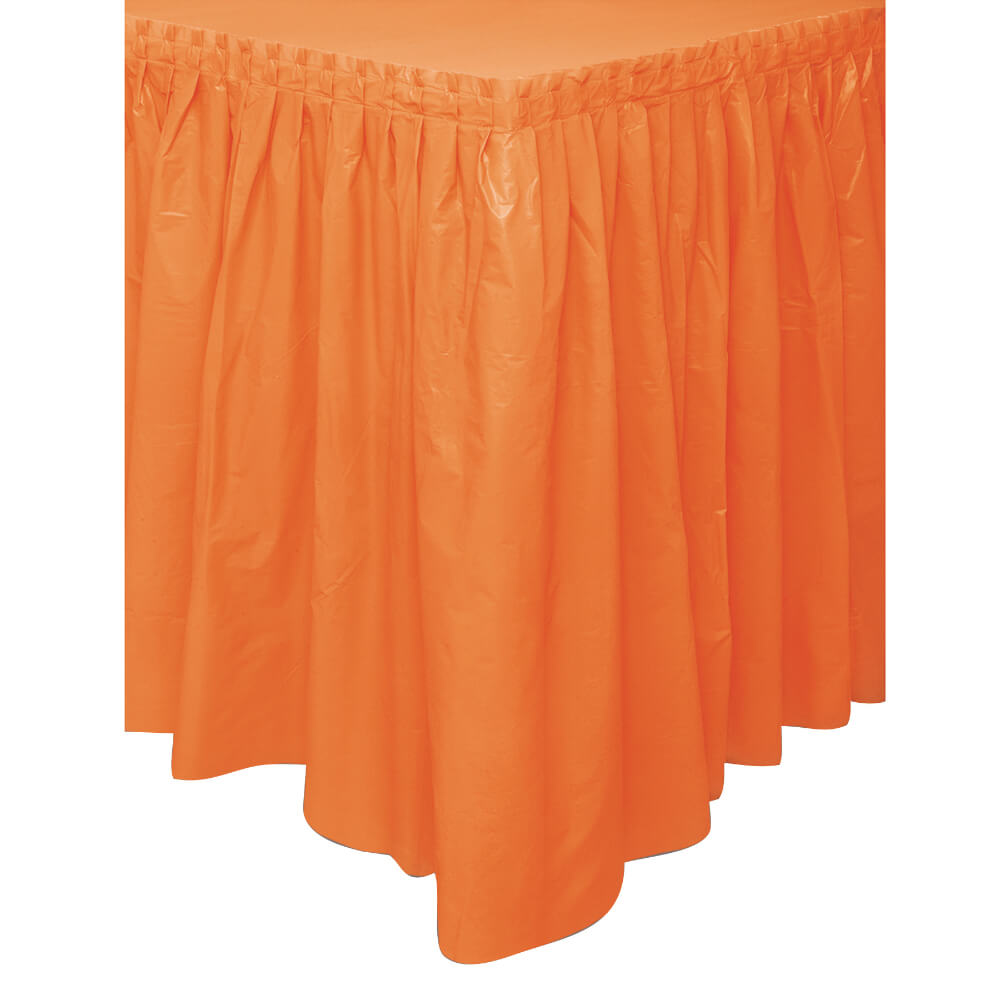 Plastic Table Skirt 29inx14ft, Orange Solid 