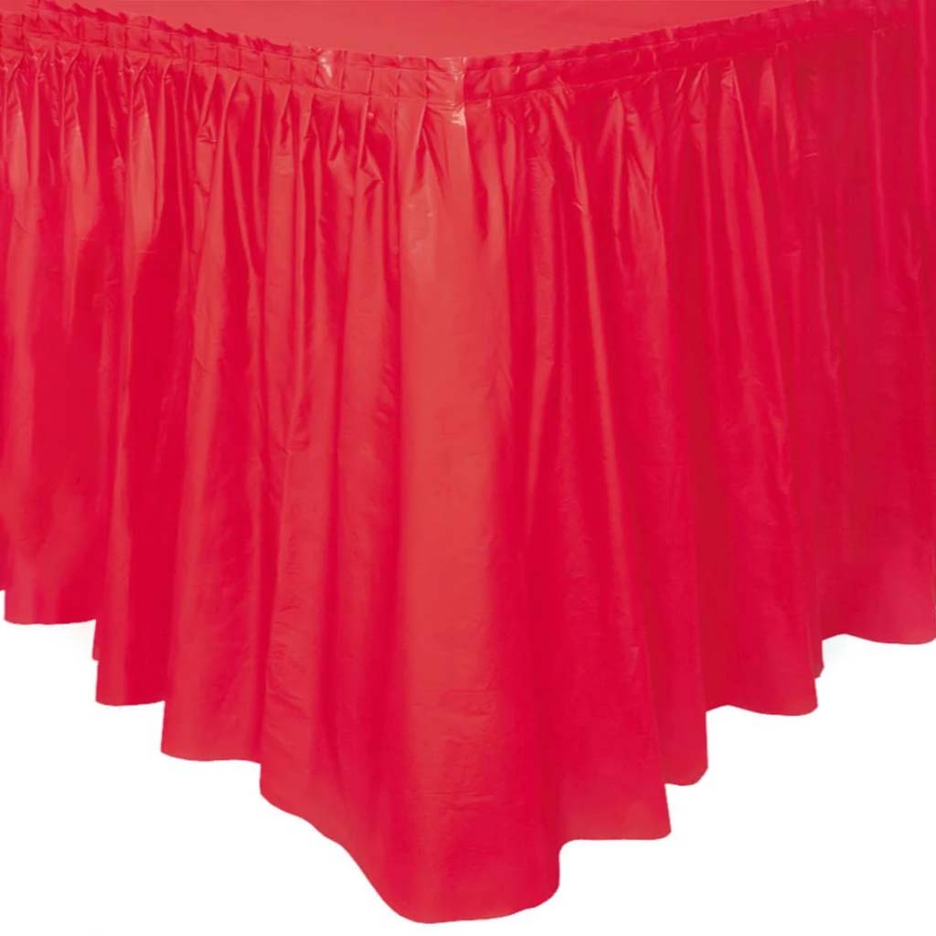 Red Solid Plastic Table Skirt 29inx14ft 