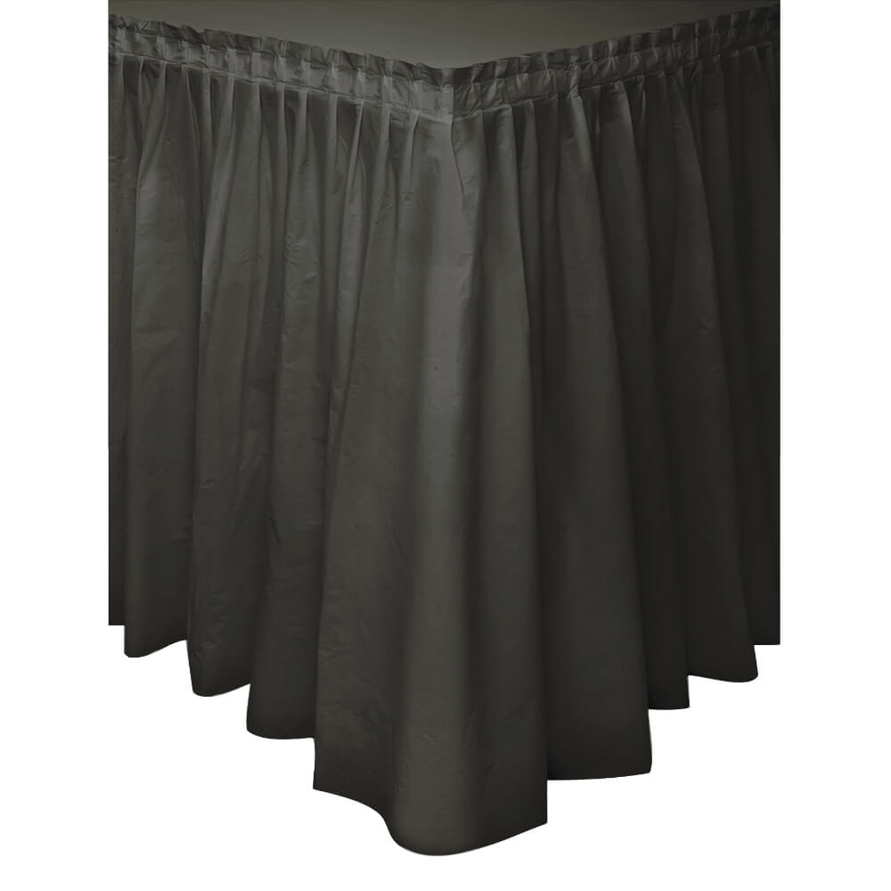 Plastic Table Skirt 29inx14ft, Black Solid 