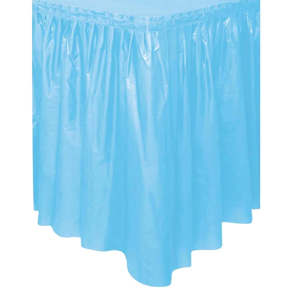 Plastic Table Skirt 29inx14ft, Powder Blue Solid 