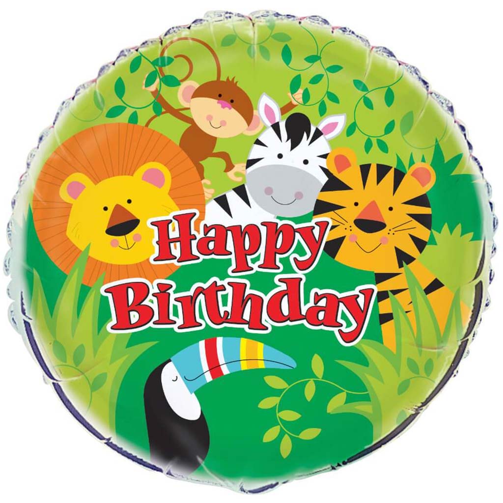 Animal Jungle Round Foil Balloon, 18in 