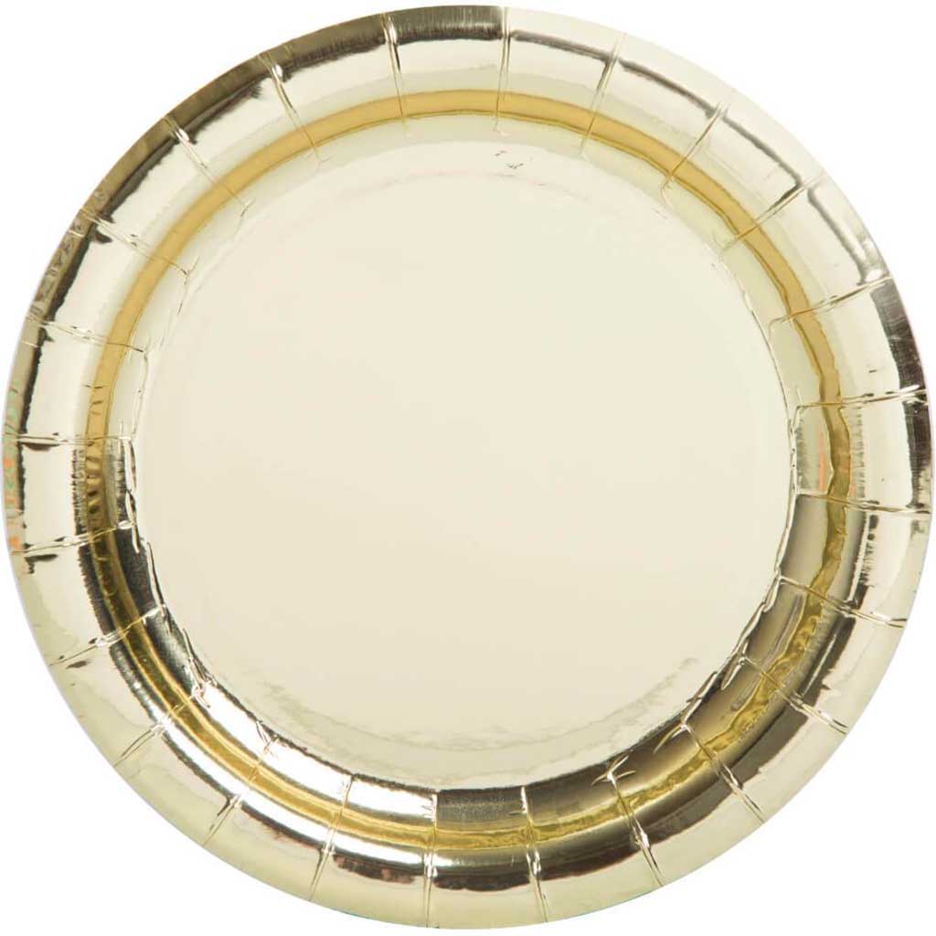 Round Dessert Plates 7in 8ct, Gold Foil 