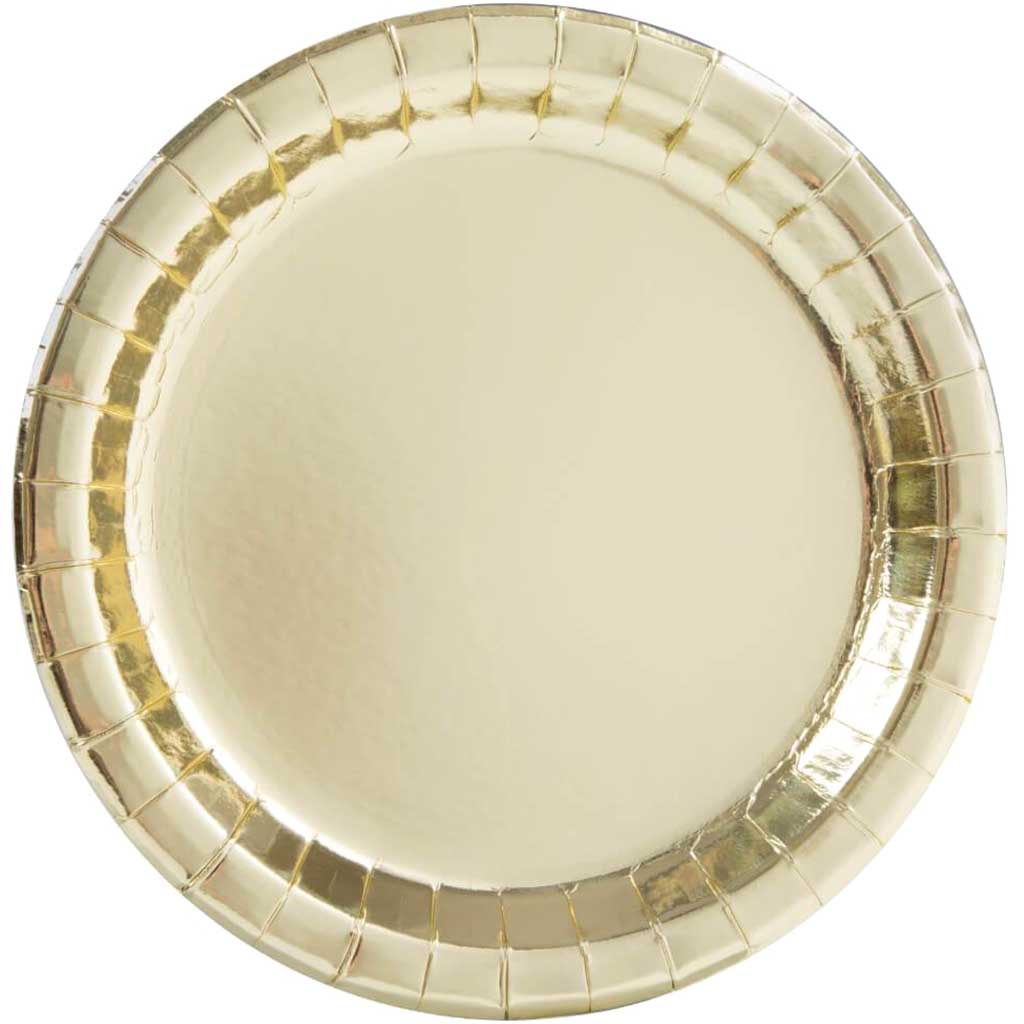 Round Dinner Plates 9in 8ct, Gold Foil 