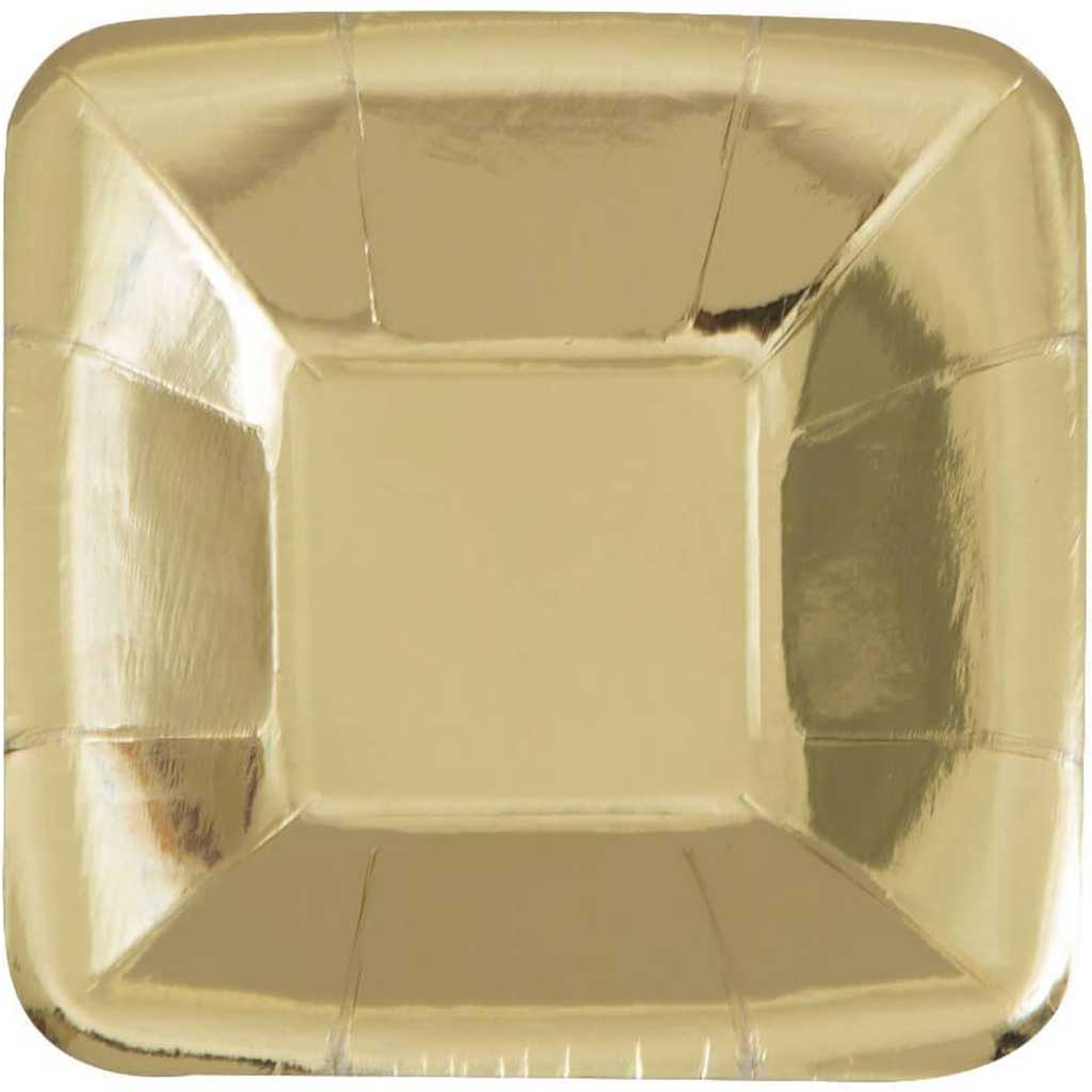 Square Appetizer Plates 5in 8ct, Gold Foil 