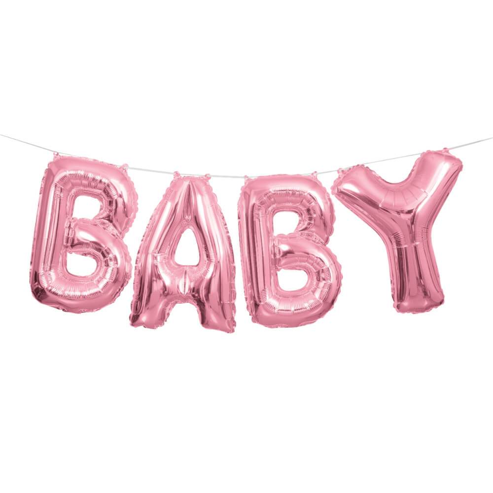 Foil Letter Balloon Banner Kit 14in, Pink Baby 