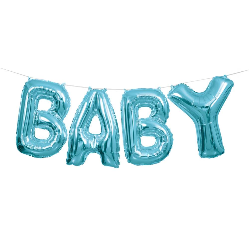 Foil Letter Balloon Banner Kit 14in, Blue Baby 