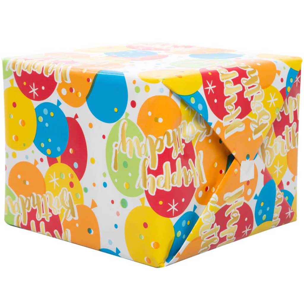 Gift Wrap 30in x 5ft, Glitzy Gold Birthday 