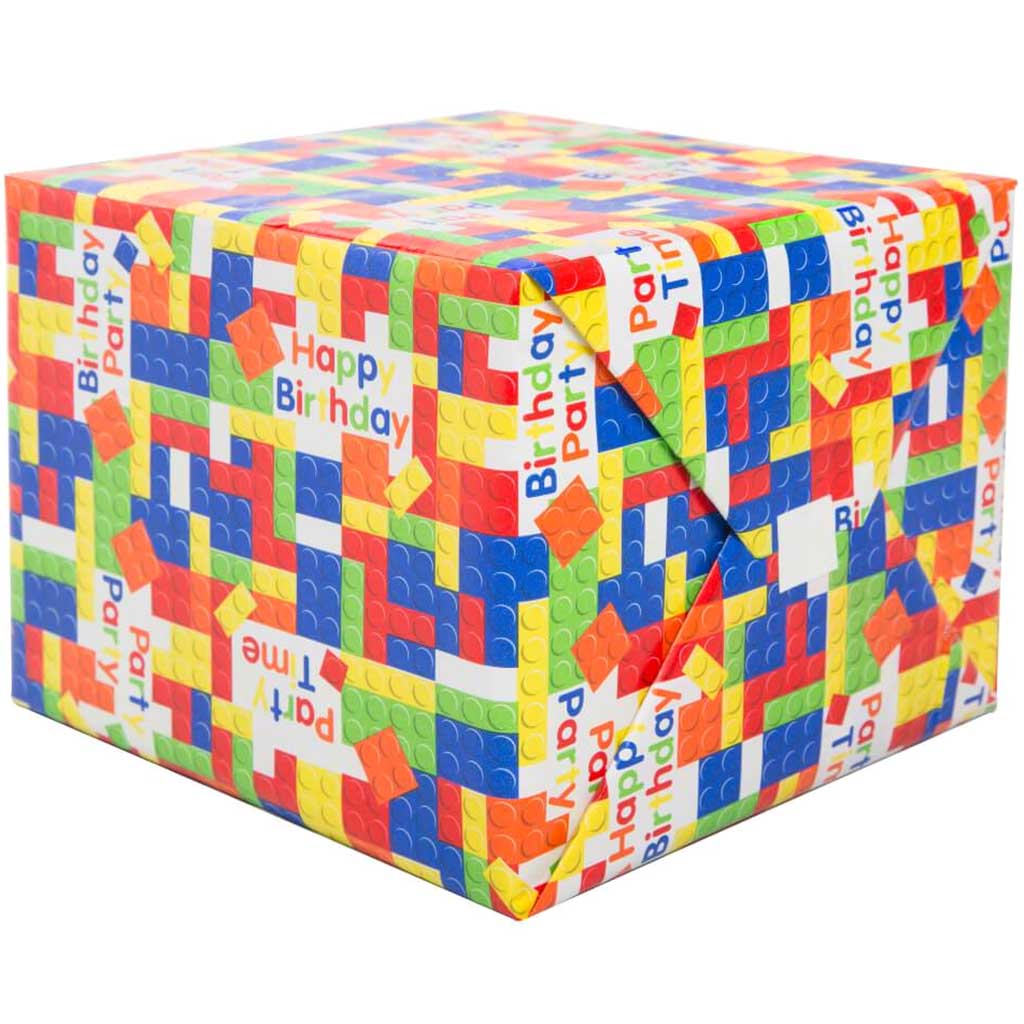 Gift Wrap 30in x 5ft, Building Blocks Birthday 