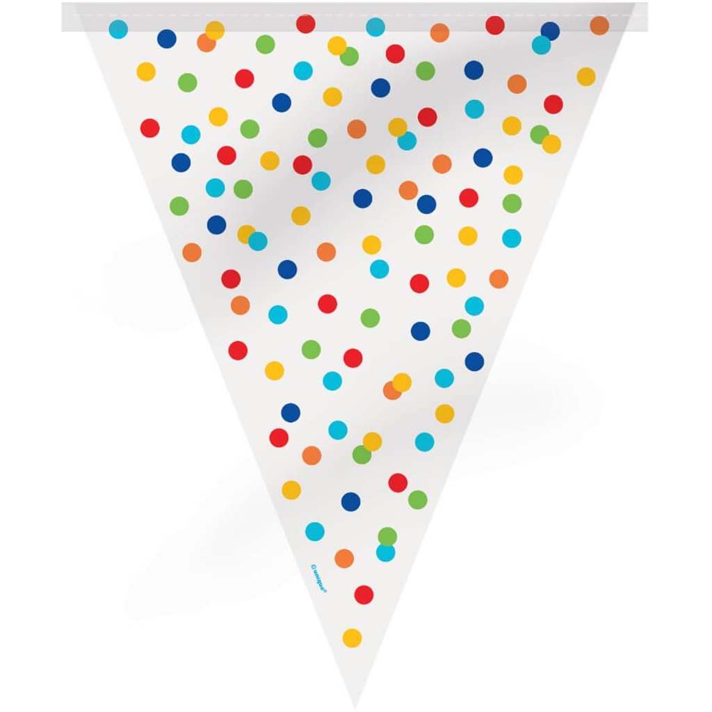 Flag Banner 12ft, Rainbow Polka Dots 