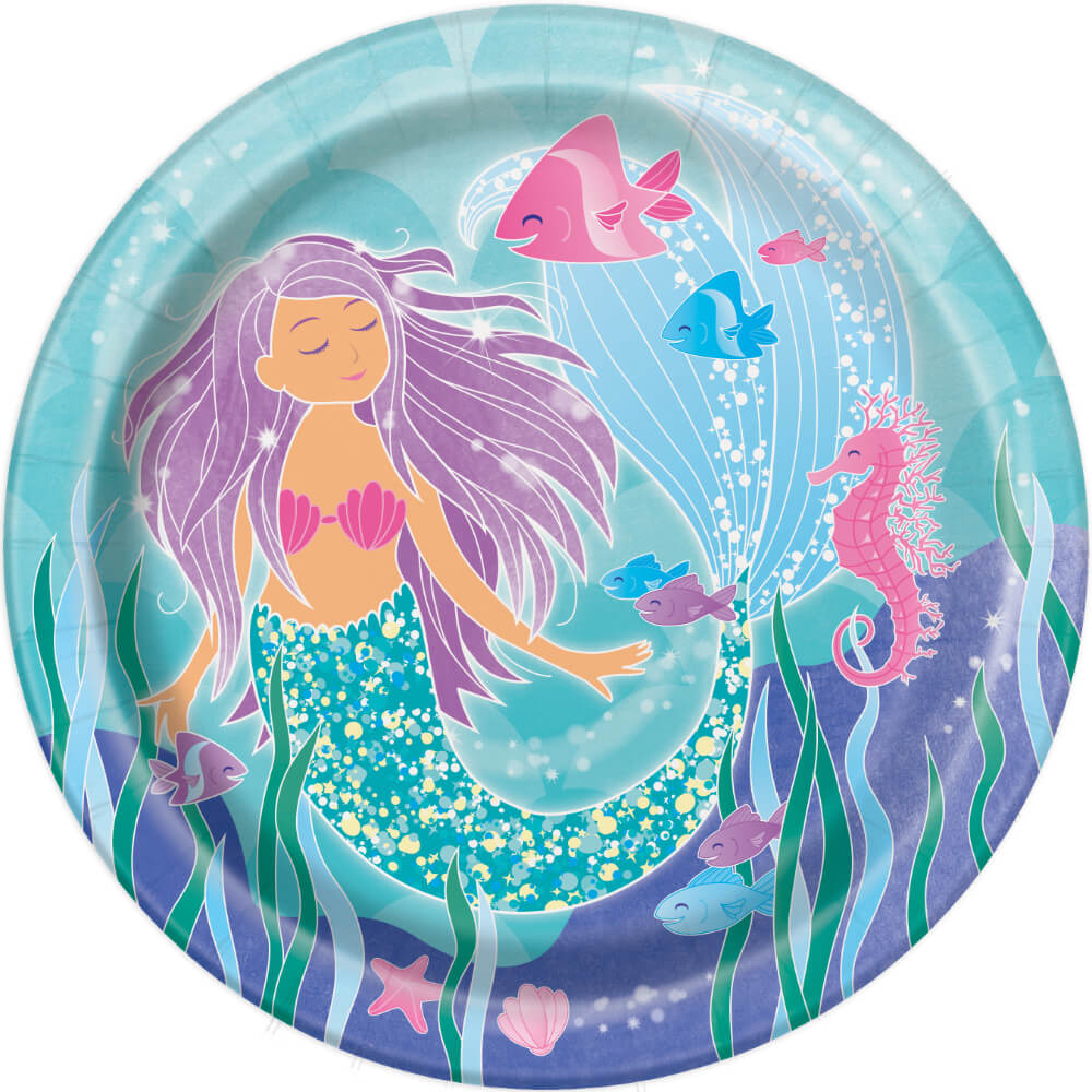 Round Dinner Plates 9in 8ct, Mermaid 