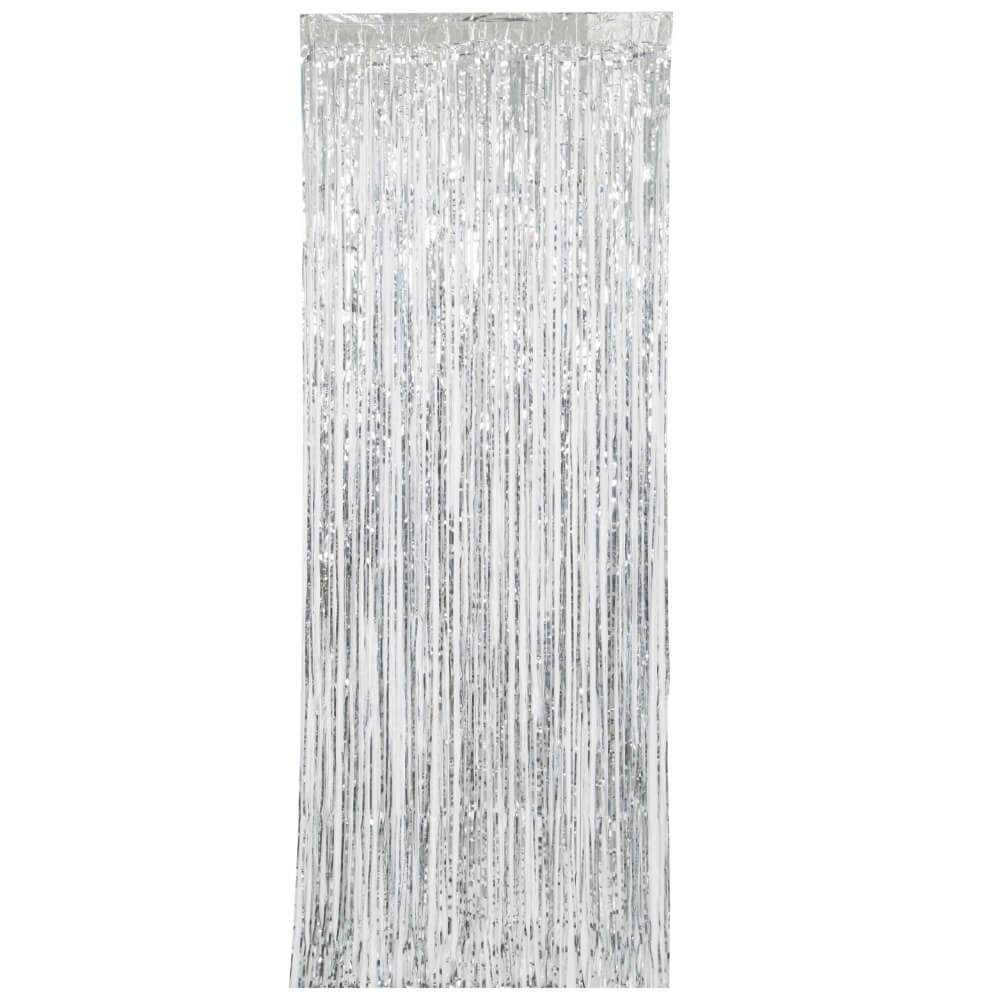 Fringe Door Curtain, 3ft x 8ft, Silver 