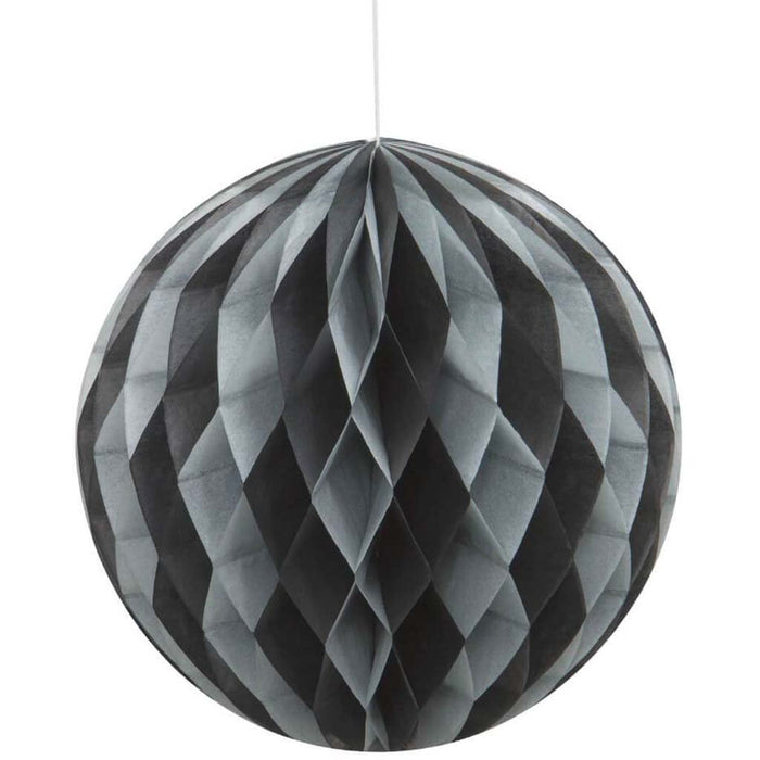 Honeycomb Ball 8in, Black & Silver 