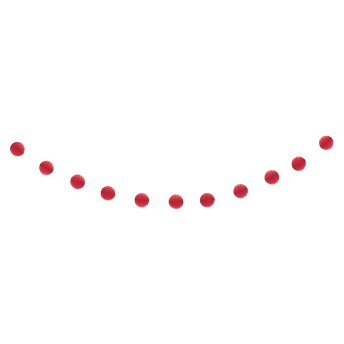 Honeycomb Ball Garland 7ft, Red 