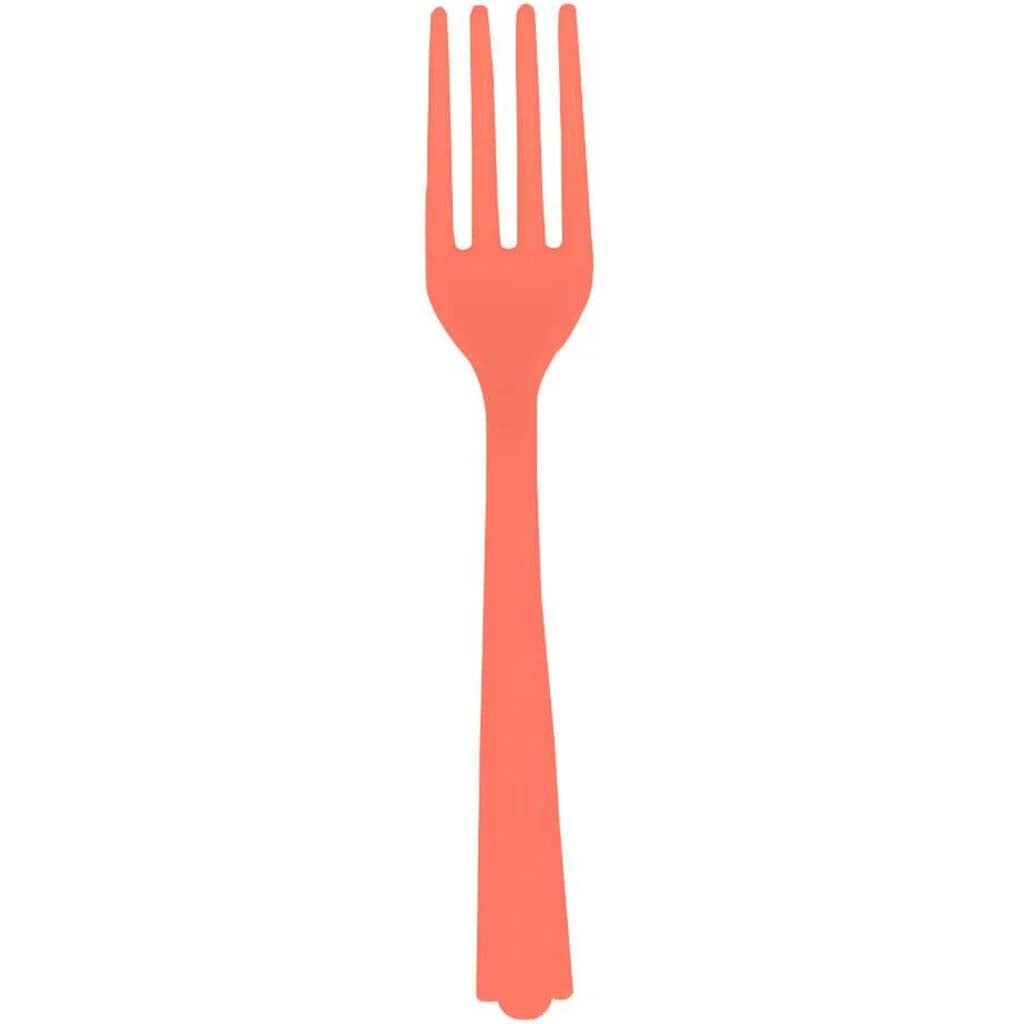 Plastic Forks 18ct, Coral Solid 