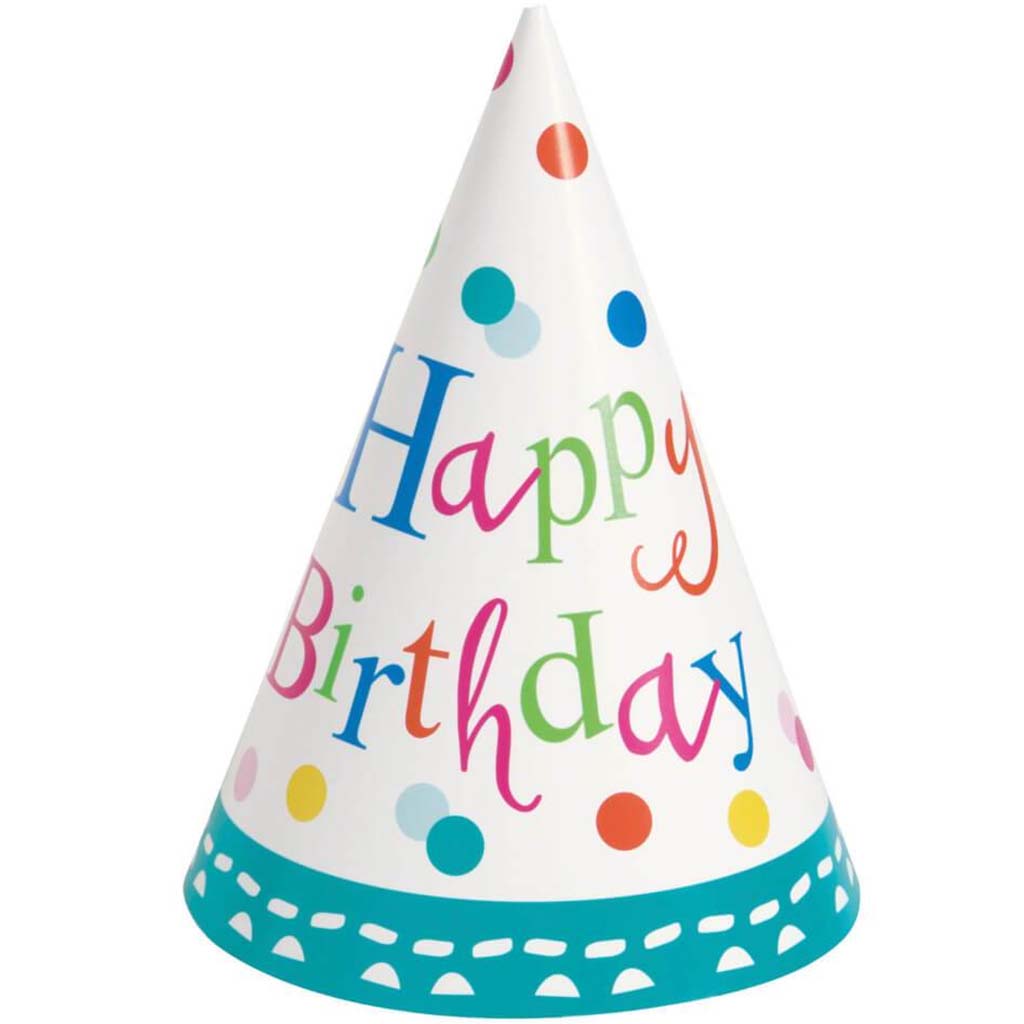 Confetti Cake Birthday Party Hats, 8ct 