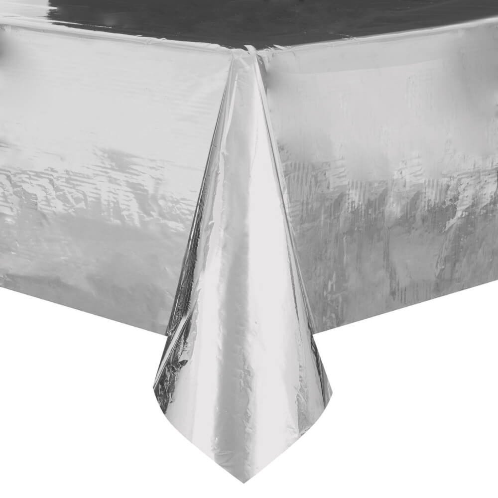 Rectangular Tablecover 54in x 108in, Silver Foil 