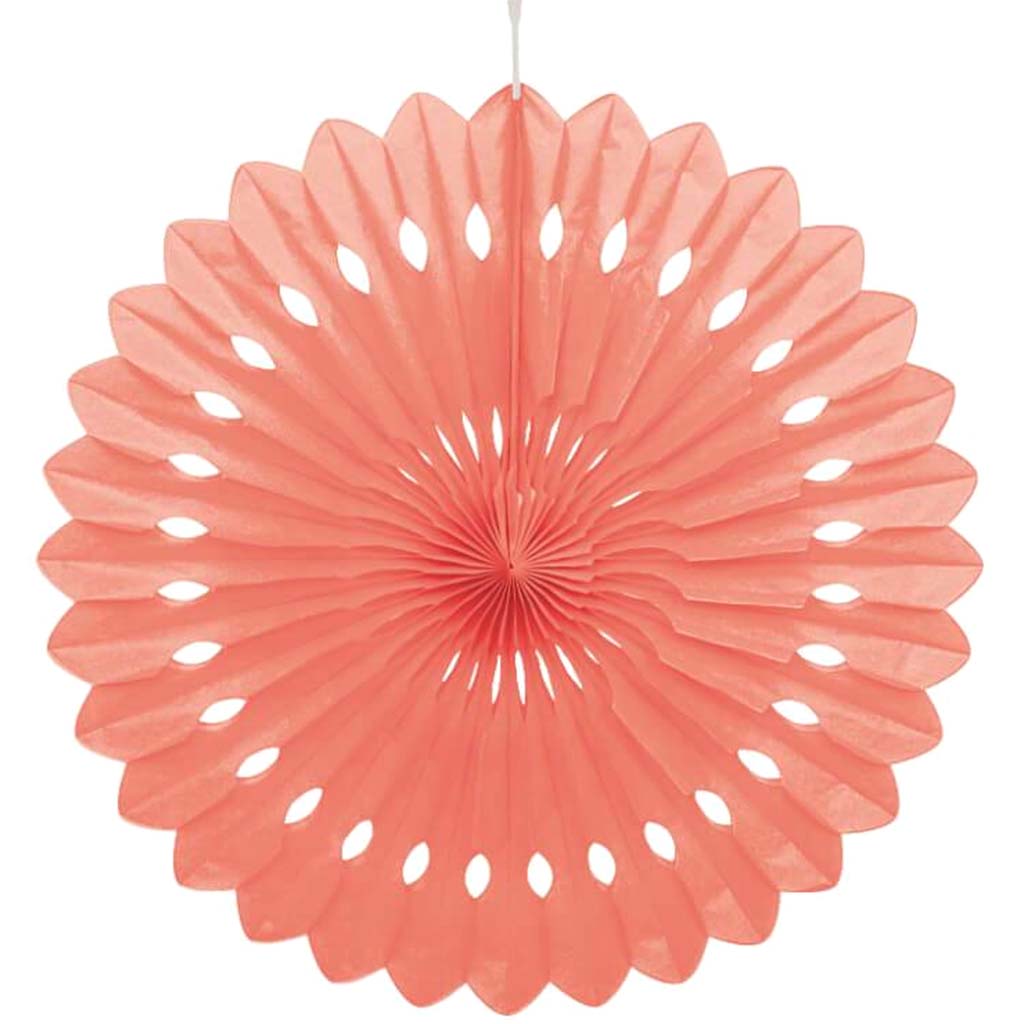 Tissue Paper Fans 16in, Coral 