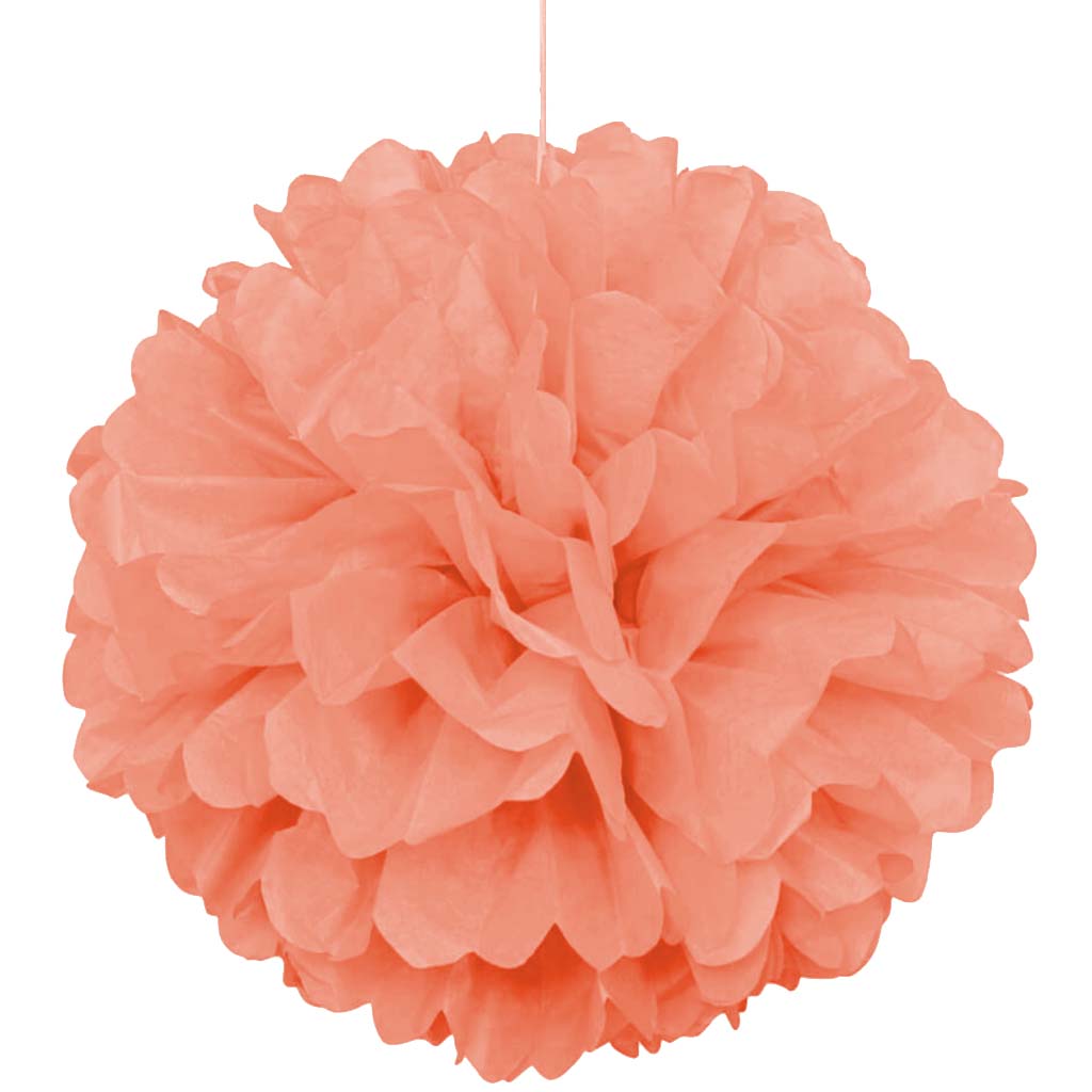 Tissue Pom Pom 16in, Coral 