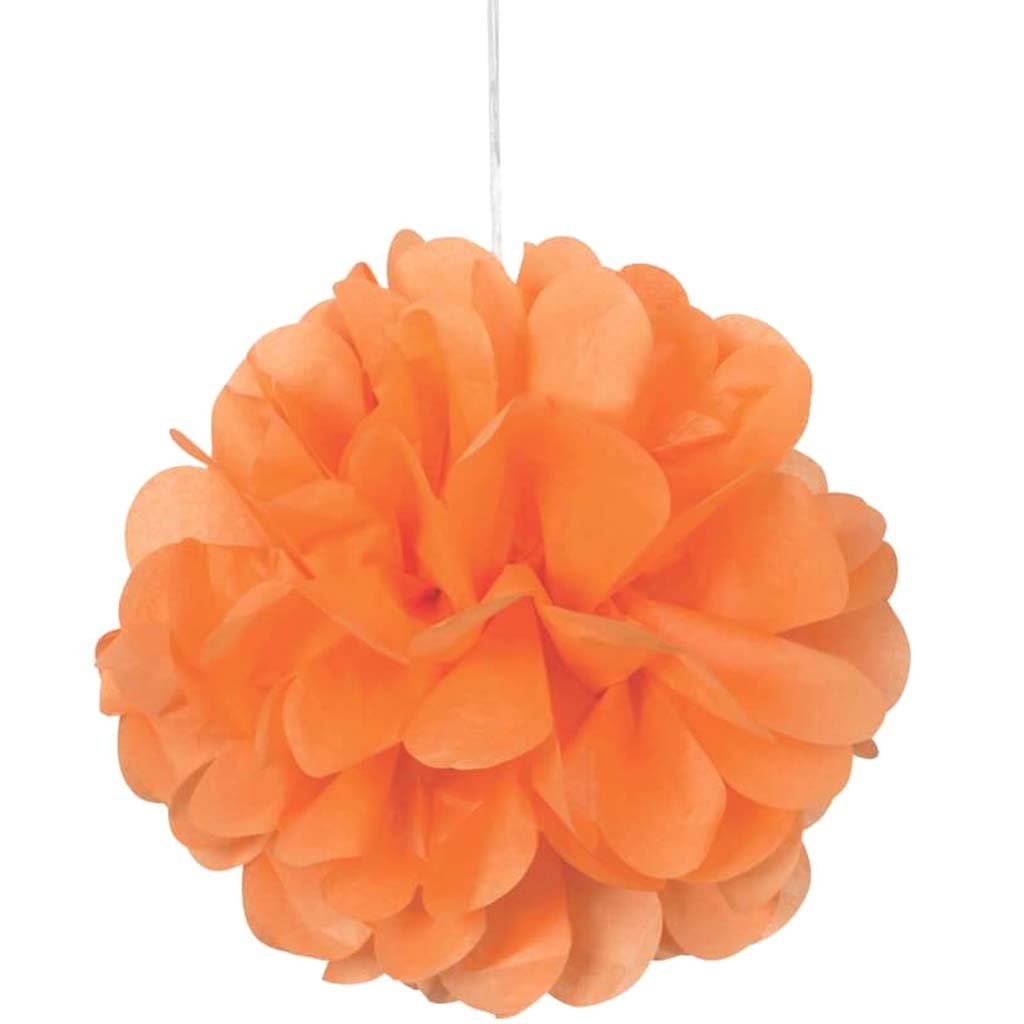 Mini Puff Tissue Balls Decorations 3ct, Orange 